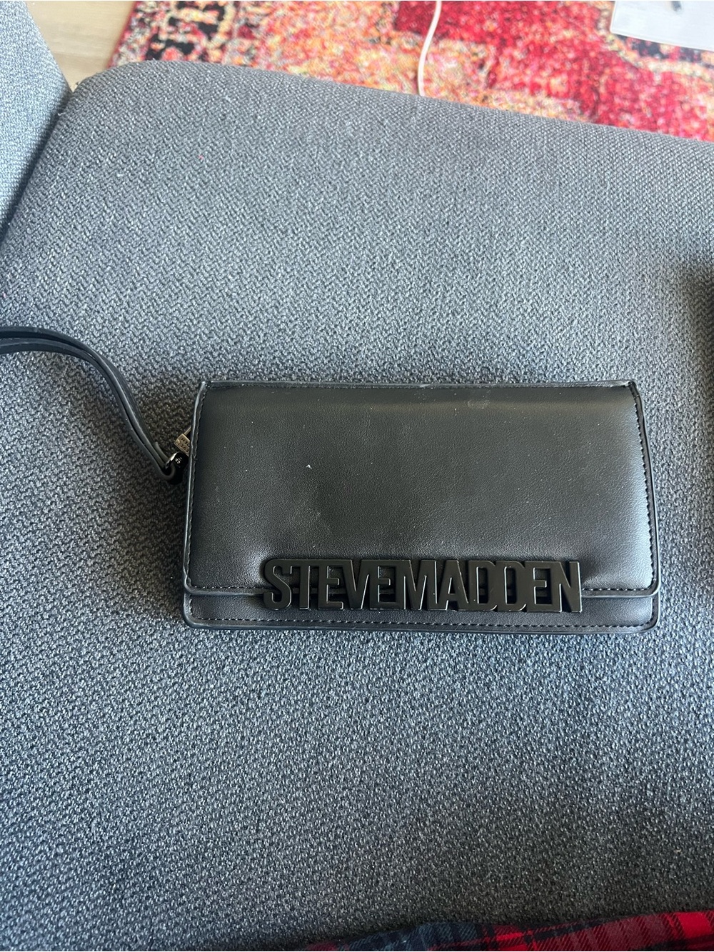 Steve Madden Black Logo Wristlet Wallet